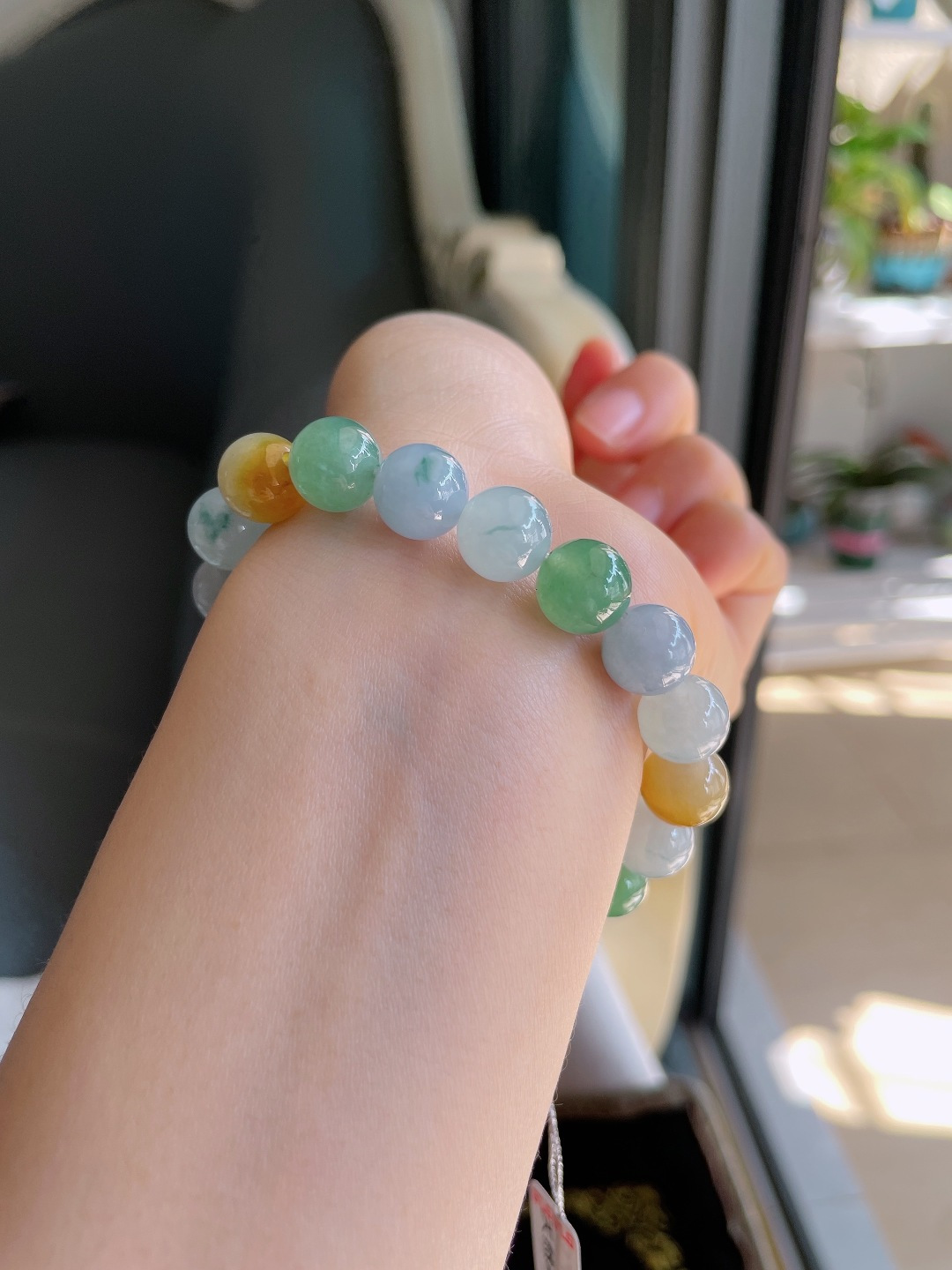 缅甸天然翡翠A货，冰多宝手串，尺寸：10mm。【编3409】