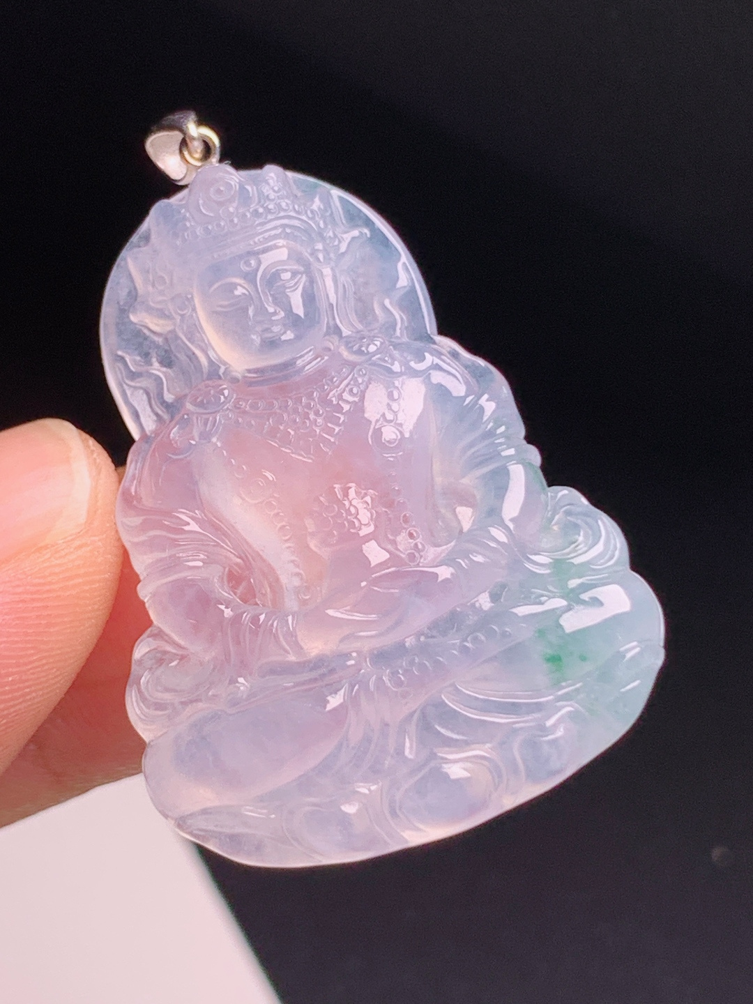 ️ 飘花绿度母观音，冰透起光雕工精细端庄，静心护身福运绵长，收藏佩戴皆宜