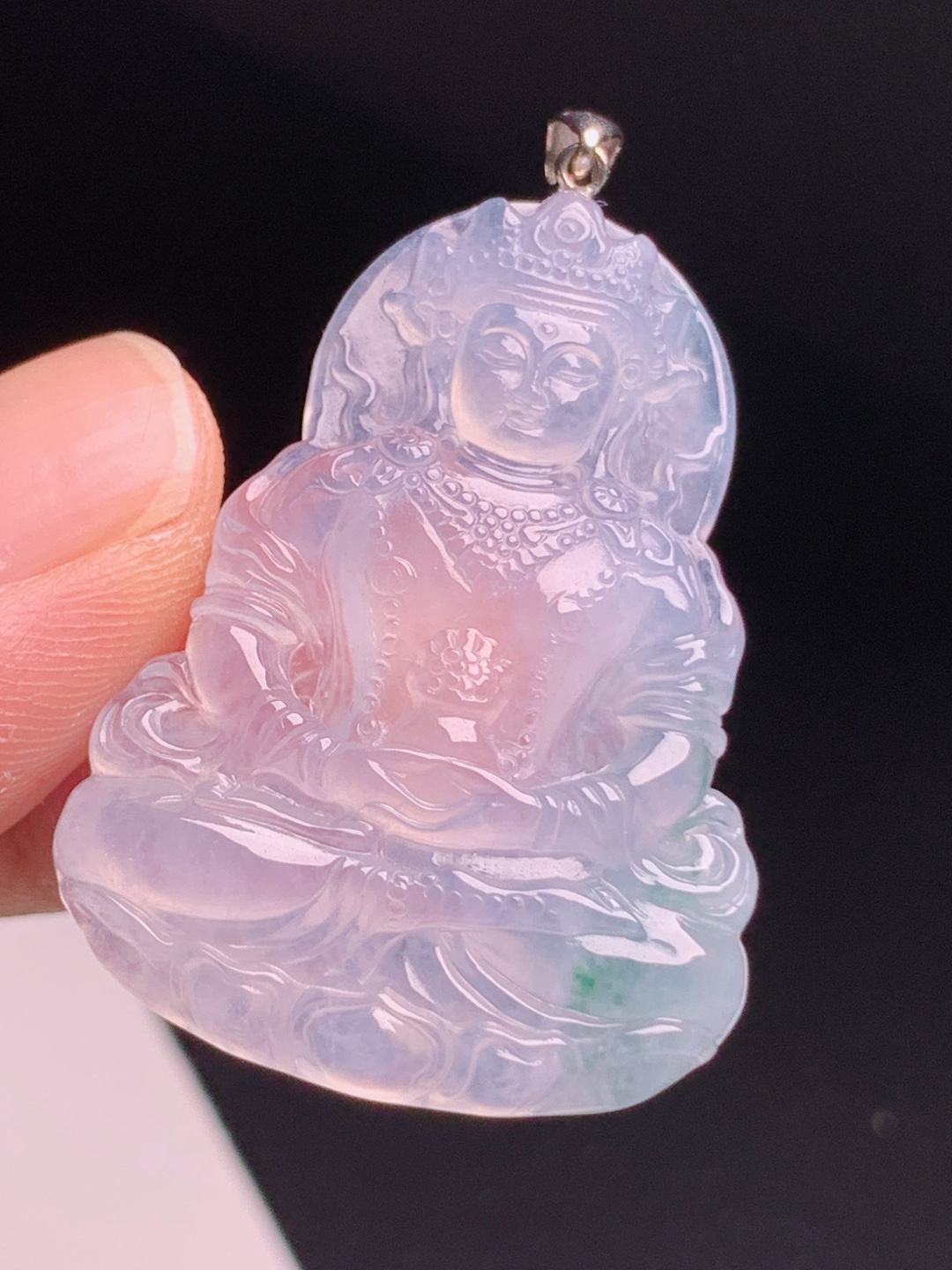 ️ 飘花绿度母观音，冰透起光雕工精细端庄，静心护身福运绵长，收藏佩戴皆宜