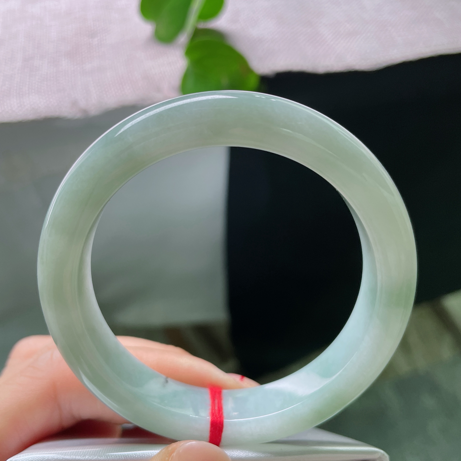 55/12/9，绿底正圈，完美，玉质细腻，一点天然墨瑕点缀，藏独一份原生含蓄缺憾之美。ss54129a