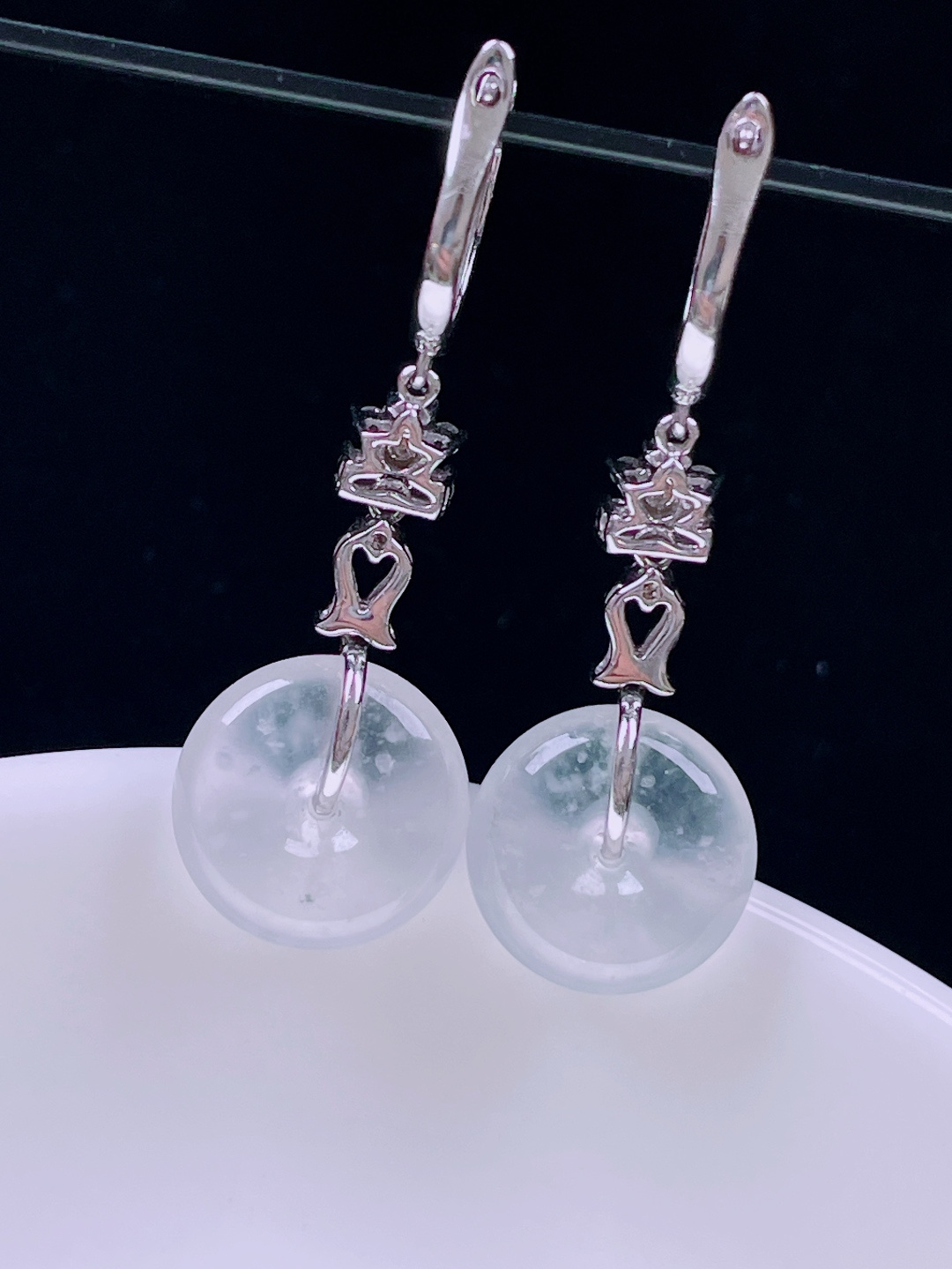 ️高冰耳坠，老种起光，细底通透，尺寸：33.5裸石12/3.8mm0724