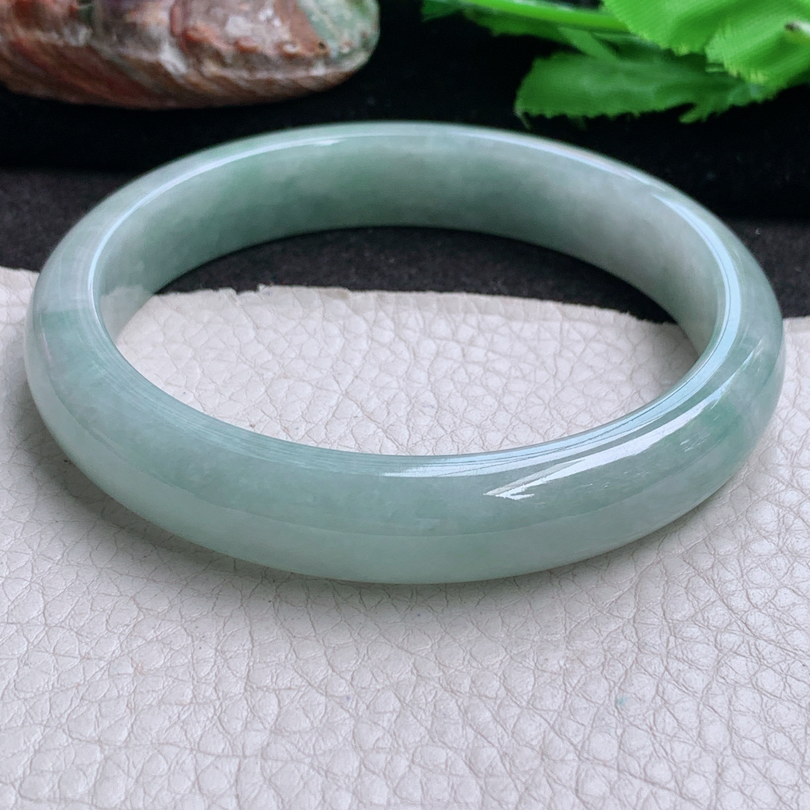 js大圈口66*12.8*8平安镯 缅甸翡翠a货玉手镯 清新宽边高品质玉手环
