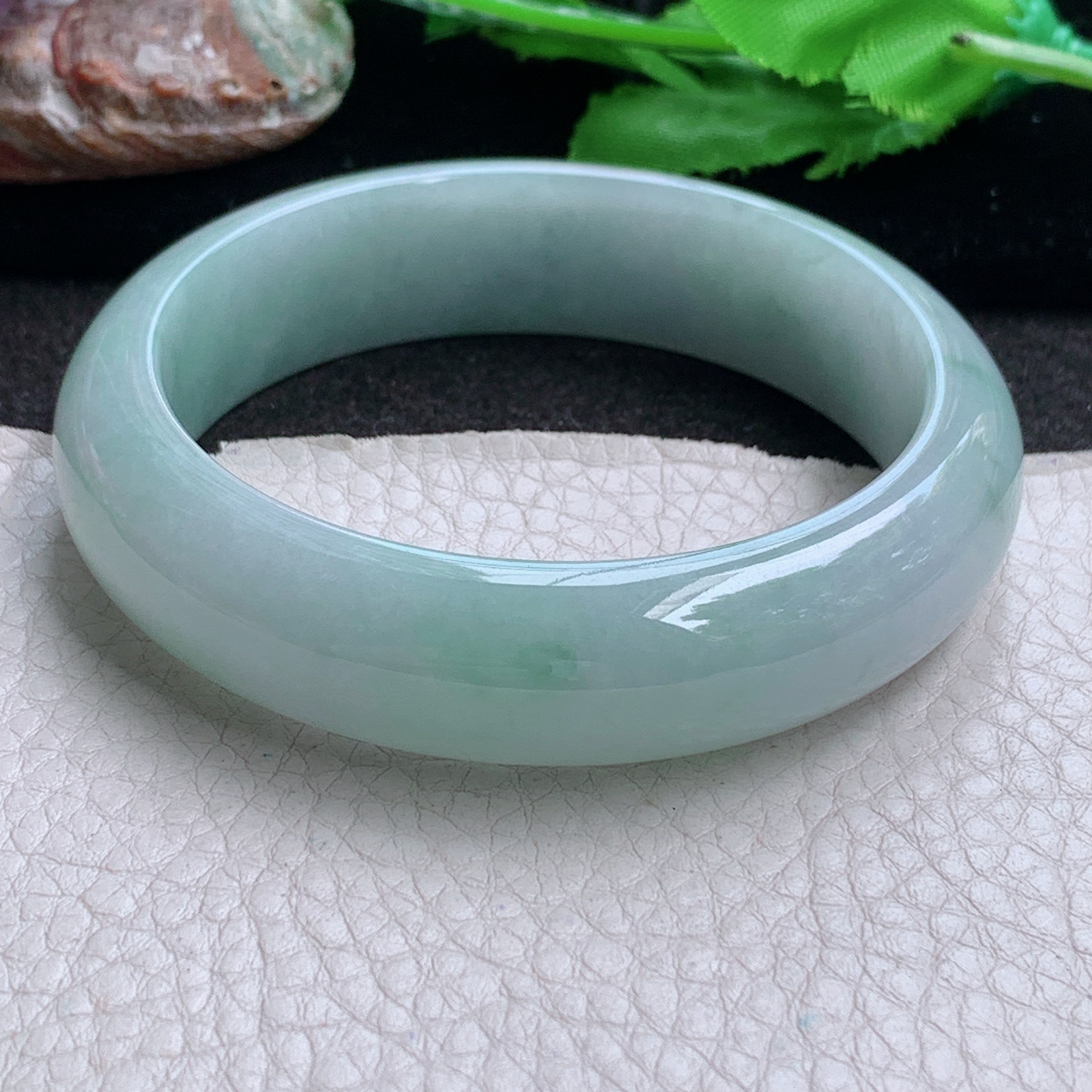 js实拍58.5*15.8*8.3轮胎镯 缅甸翡翠a货玉手镯 飘花宽边高品质玉手环