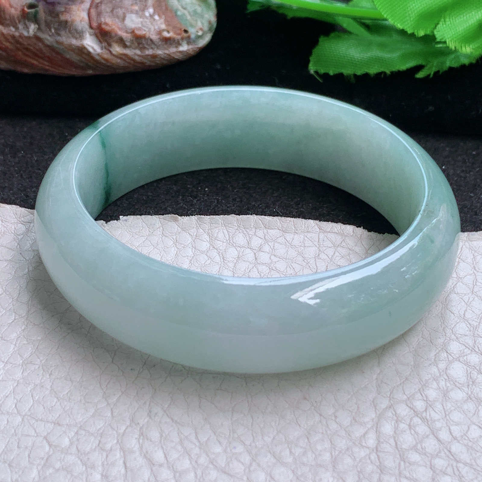 jm实拍55*16.8*8.4轮胎镯 缅甸翡翠a货玉手镯 飘花宽边大气玉手环