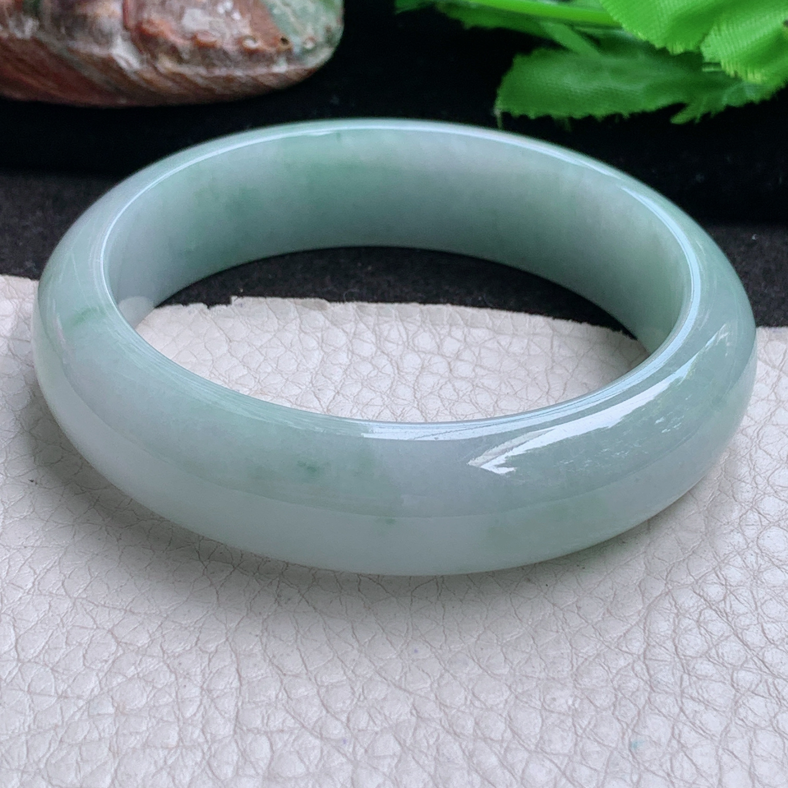 js实拍58.5*15.8*8.3轮胎镯 缅甸翡翠a货玉手镯 飘花宽边高品质玉手环