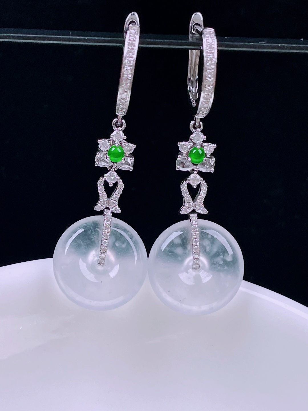 ️高冰耳坠，老种起光，细底通透，尺寸：33.5裸石12/3.8mm0724
