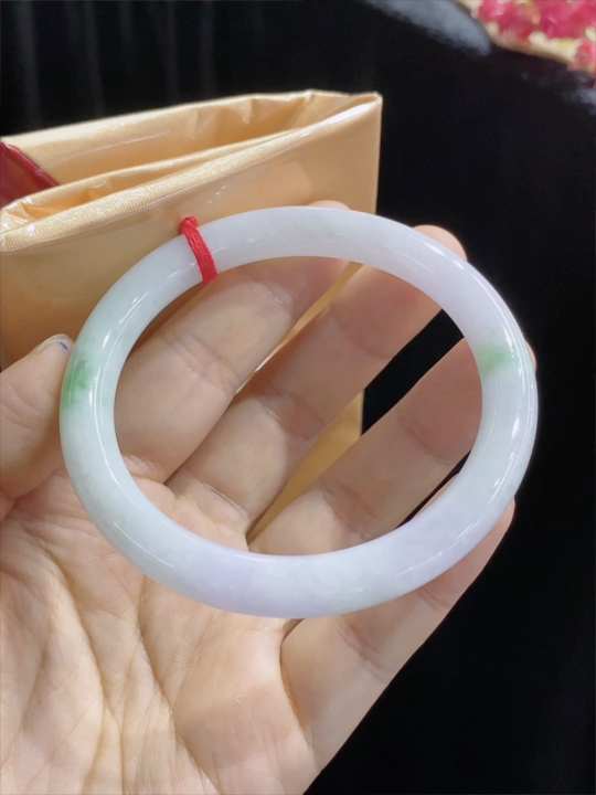 【紫底飘绿】圆条手镯，冰润十足，无裂，尺寸57/8，B11-331