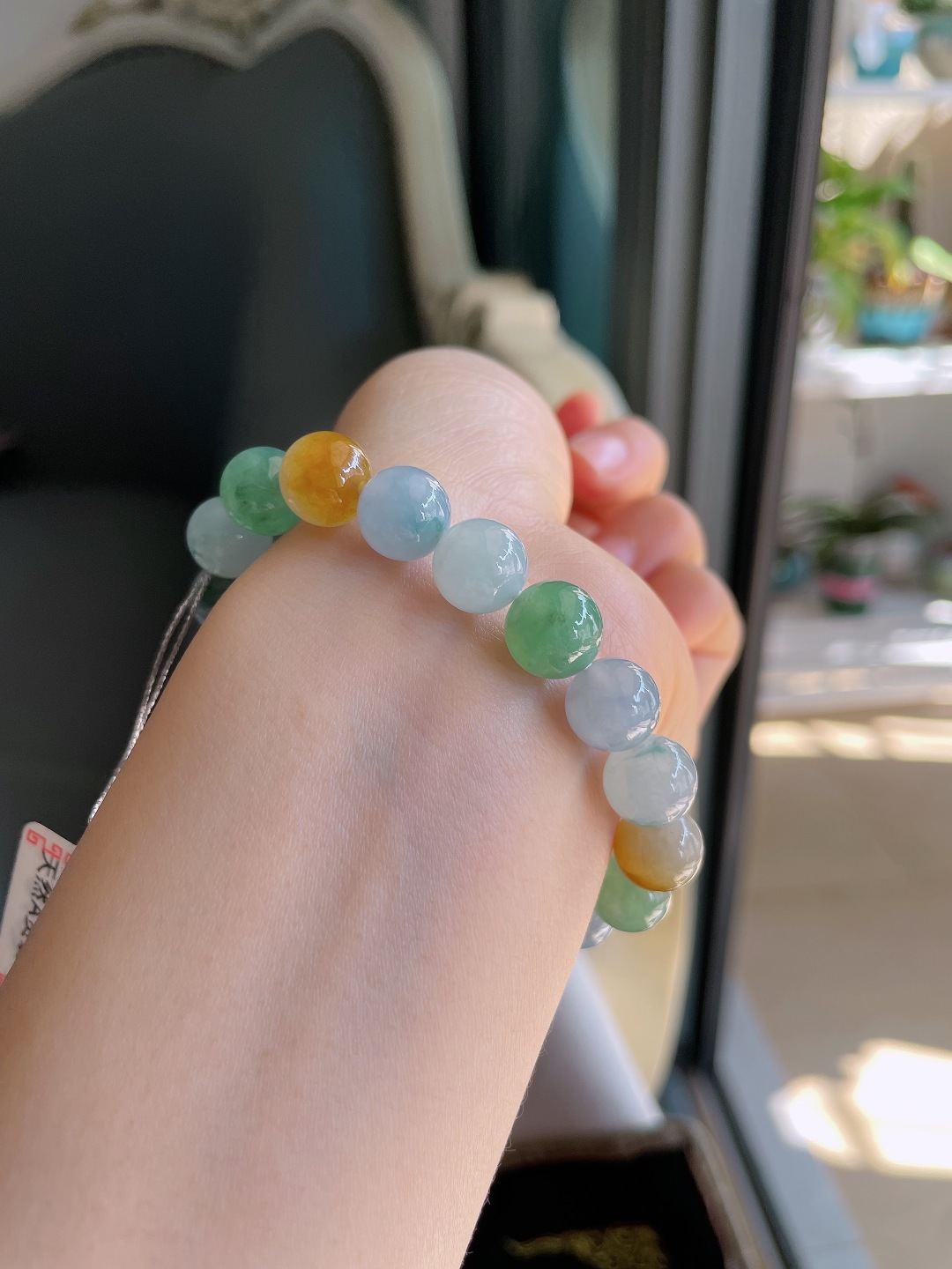 缅甸天然翡翠A货，冰多宝手串，尺寸：10mm。【编3409】