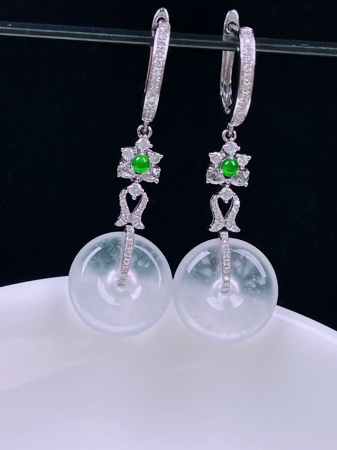 ️高冰耳坠，老种起光，细底通透，尺寸：33.5裸石12/3.8mm0724