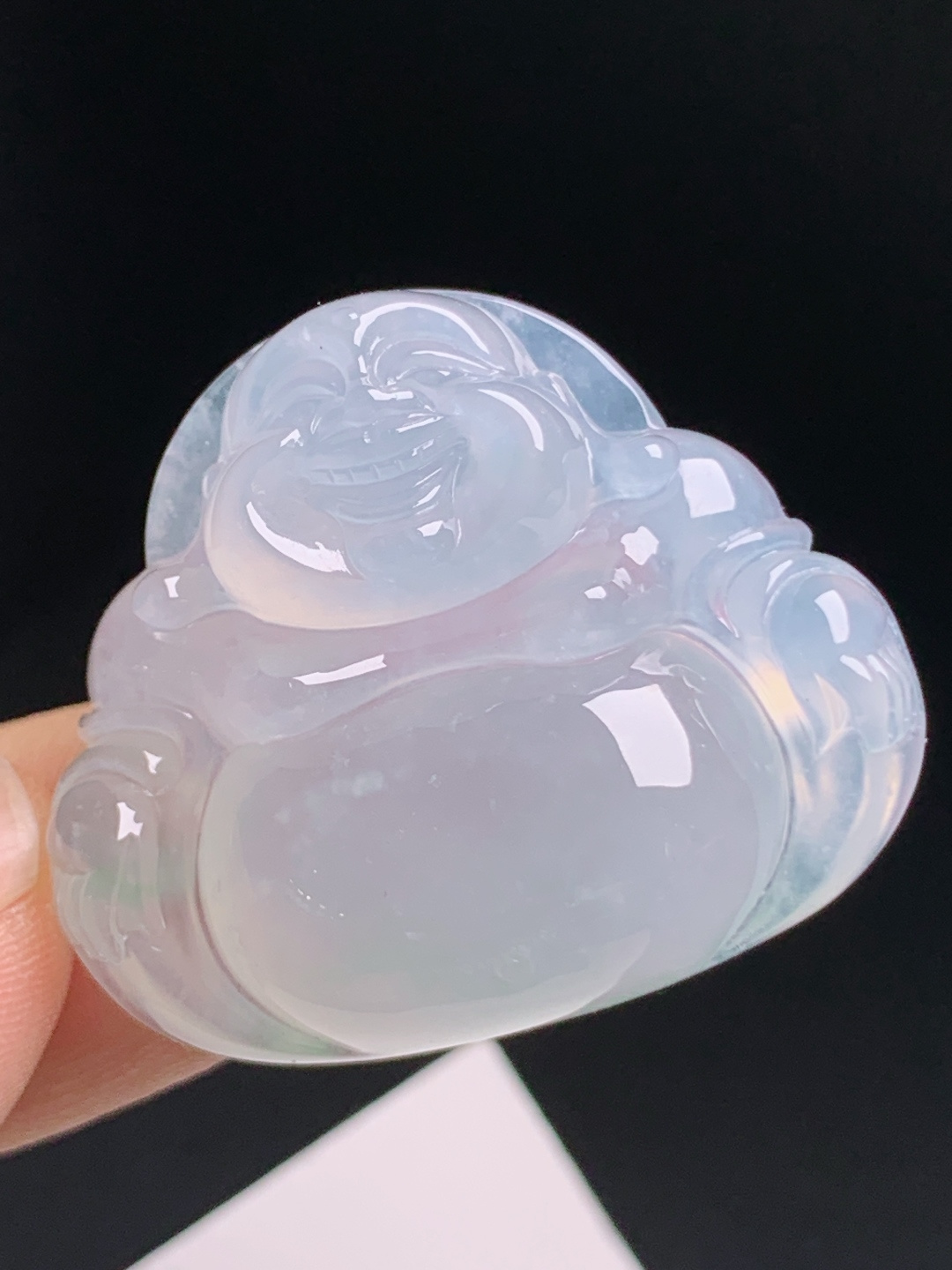 ️ 佛公，玉质通透胶感十足，笑佛憨态喜庆福气满满，雕工细腻大气 裸石30.7-36-11.8 08