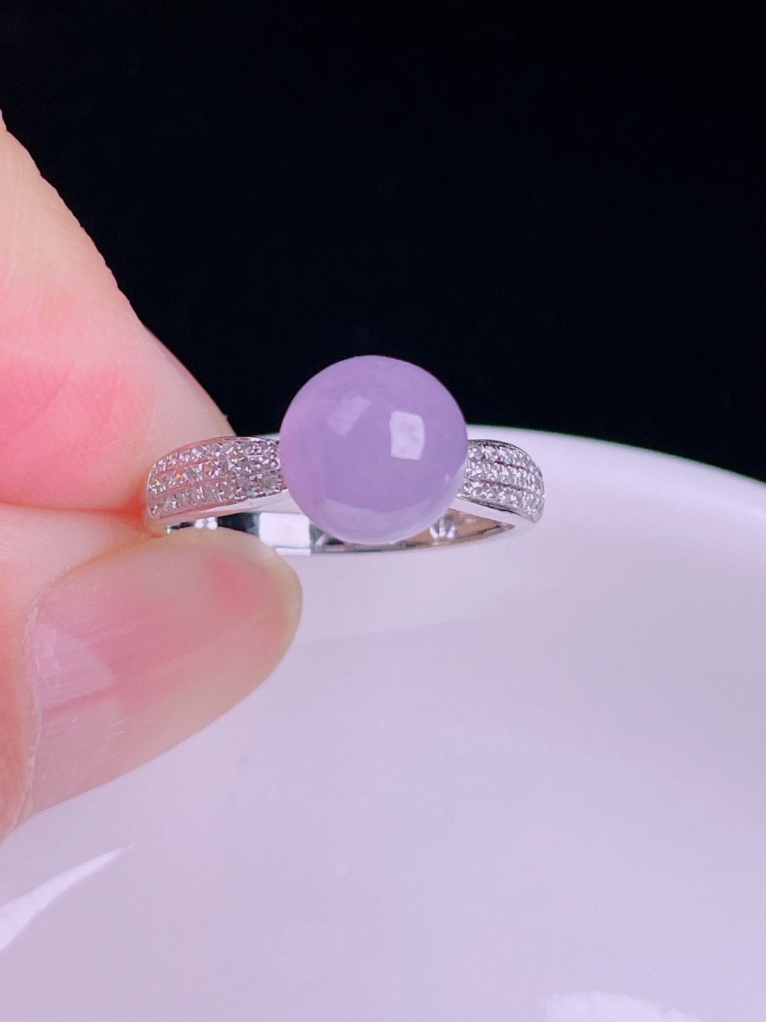 ️冰紫戒指，老种起光，细底通透，尺寸：裸石8.3mm0725
