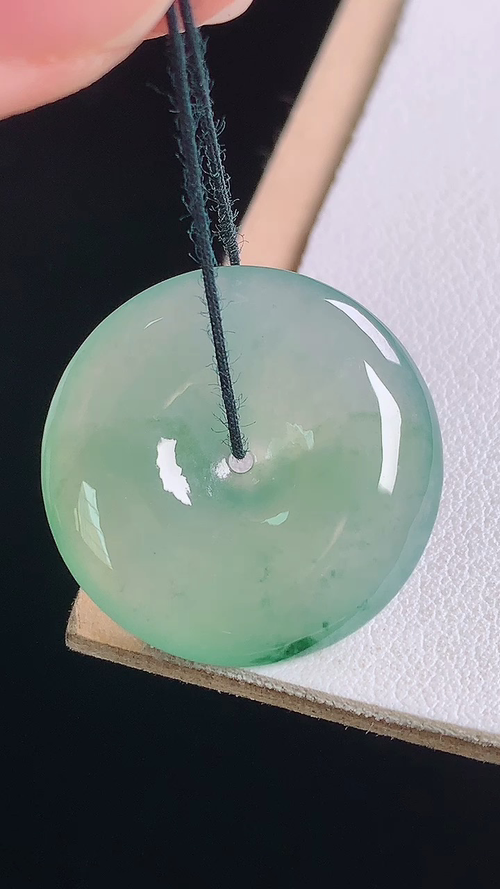 冰晴飘花平安扣，无裂，尺寸:23.9-5.3mm