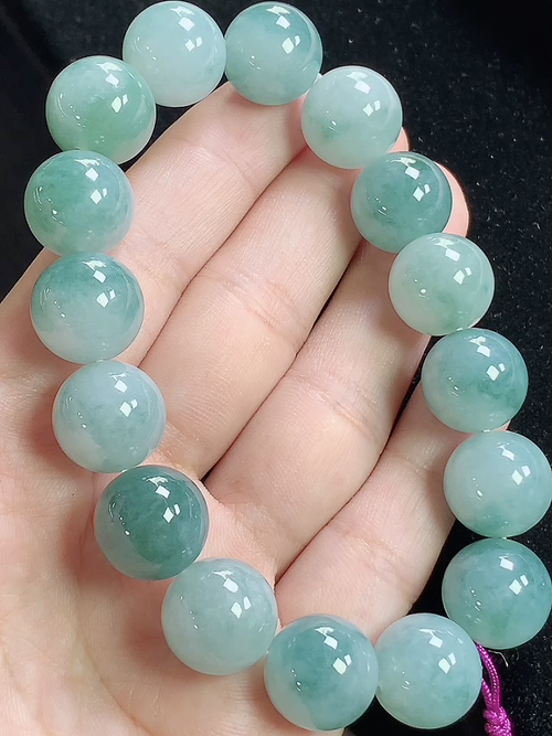飘花玉珠手串，尺寸13.5mm，Q25zg9
