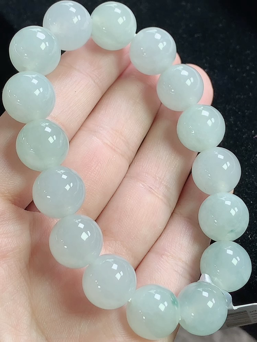 冰种大玉珠手串，尺寸12.6mm，Q25dlh