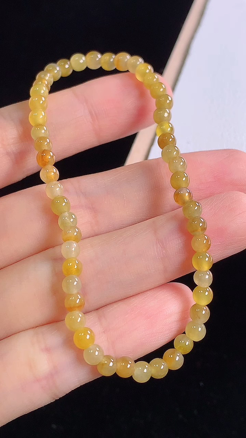 黄翡手链，尺寸:3.9-3.9mm 21