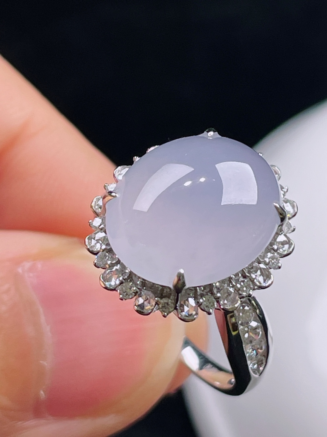 ️冰紫戒指，老种起光，细底通透，尺寸：裸石13.7/12/5mm0725