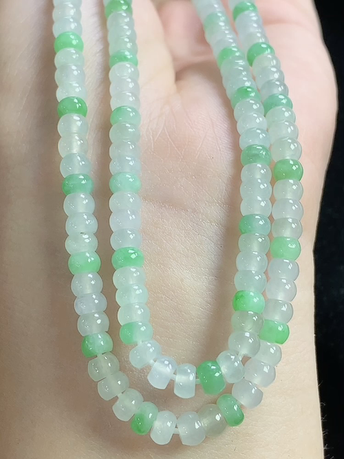 双彩算盘珠项链，尺寸4.5-2.6mm，Q25dlh