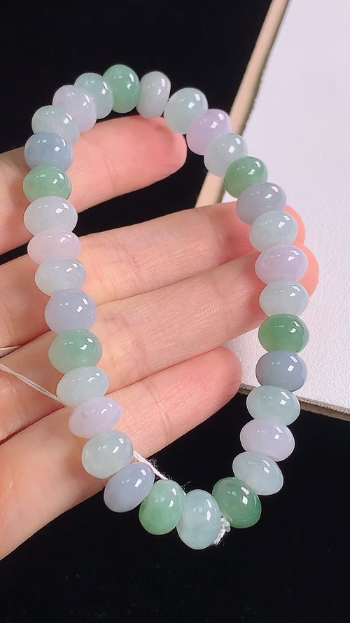 冰飘绿手链，尺寸:9.0-5.5mm 19