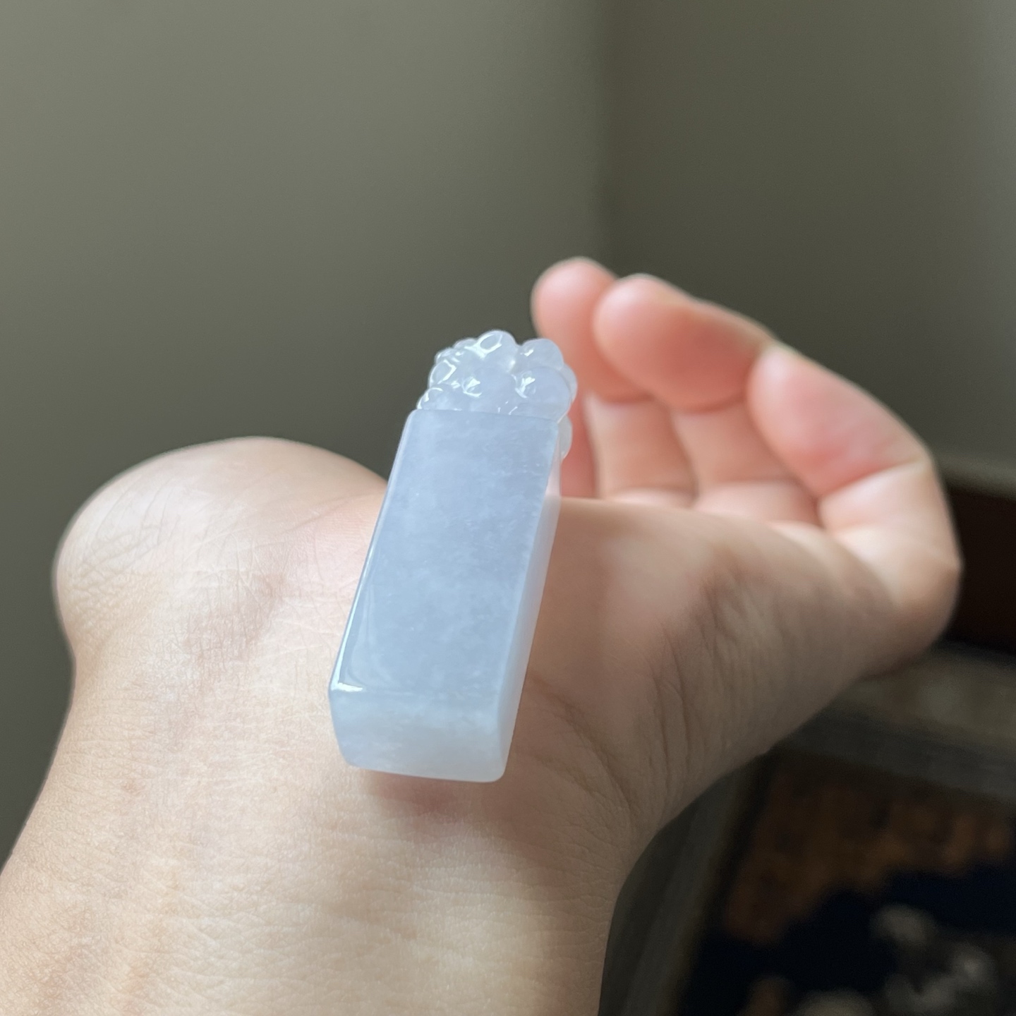 冰貔貅印章吊坠多用款，种水好，无裂，尺寸45.3×14.1×11.5，超值