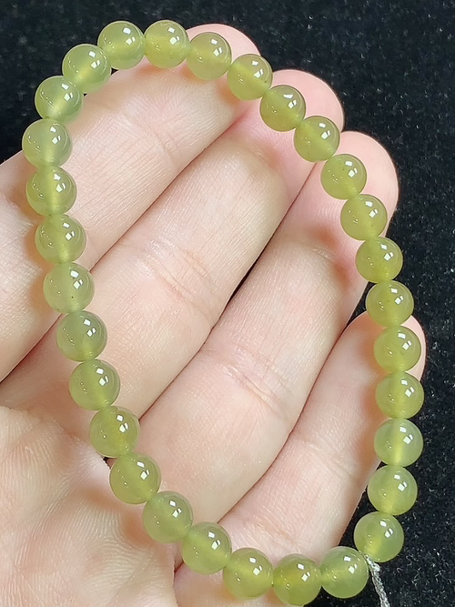 冰黄翡玉珠手串，尺寸5.9mm，Q26xtg