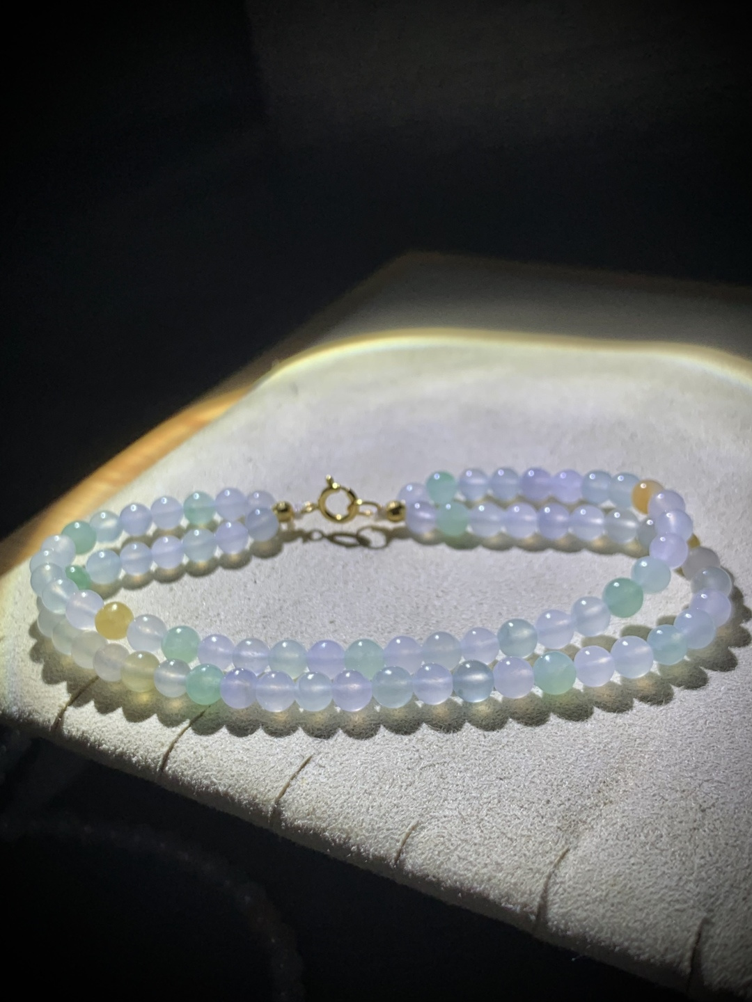 ️ 珠子手链，80粒玉珠直径4.3mm，18K金配件