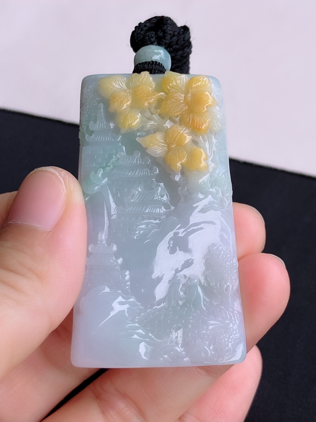 双彩山水牌，意境美，尺寸56.8/32.6/11/自然光实拍