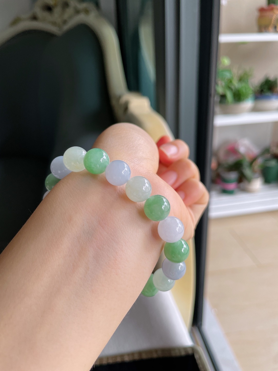️，天然翡翠A货，冰多宝手串，尺寸：10mm。【编4437】