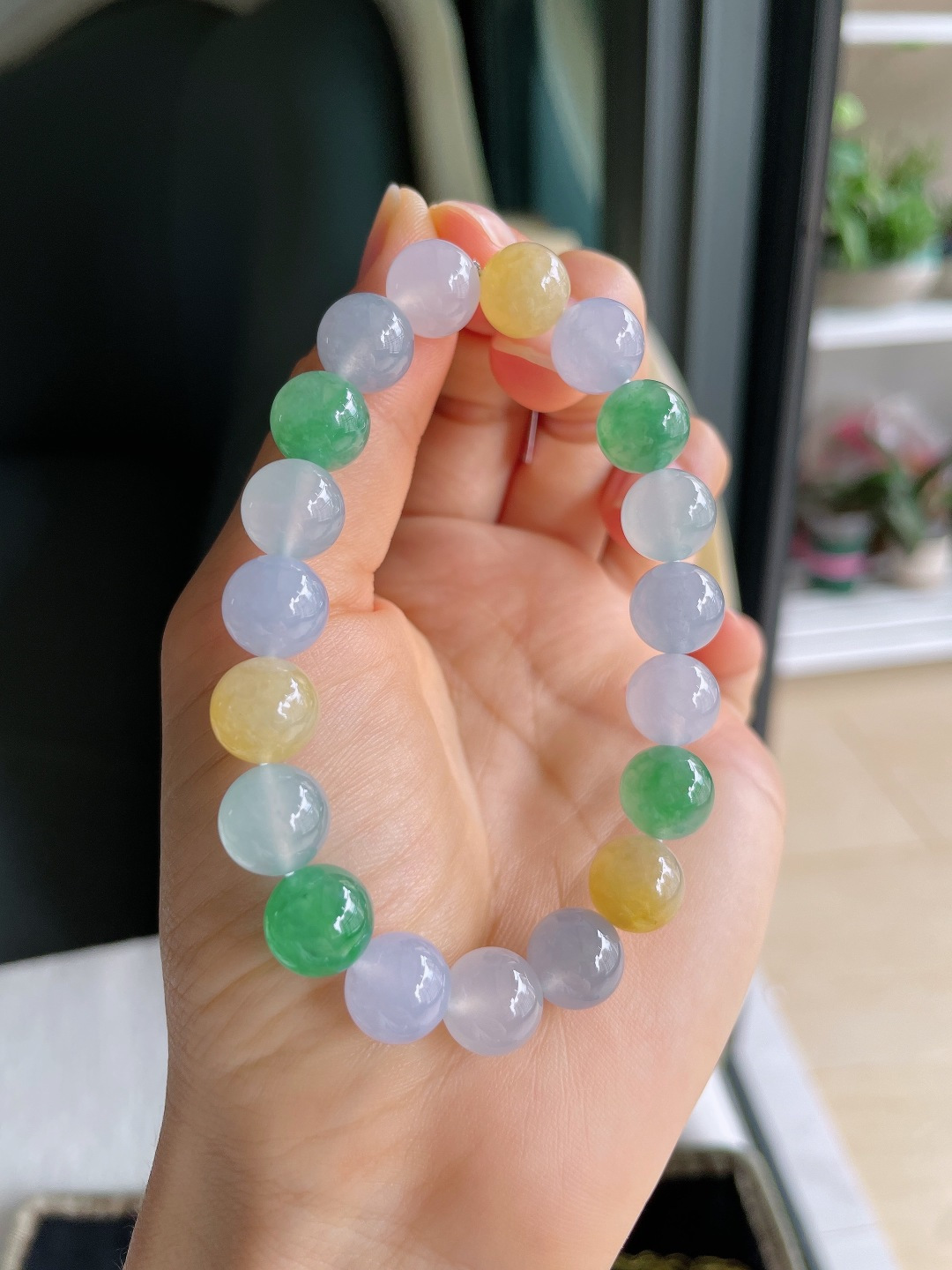 ️，缅甸天然翡翠A货，冰多宝马卡龙手串，尺寸：10mm。【编4442】