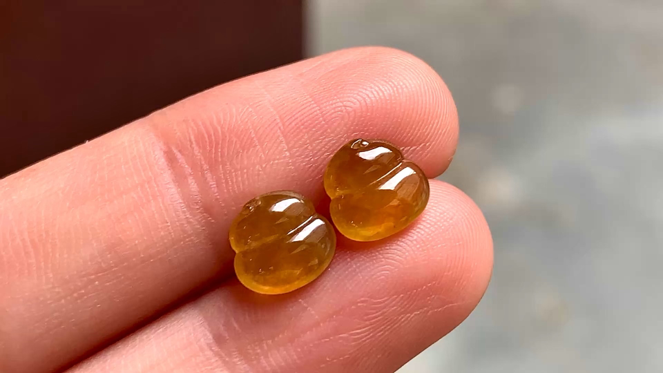 蜜糖黄葫芦一对 8.2*7.6*3.2