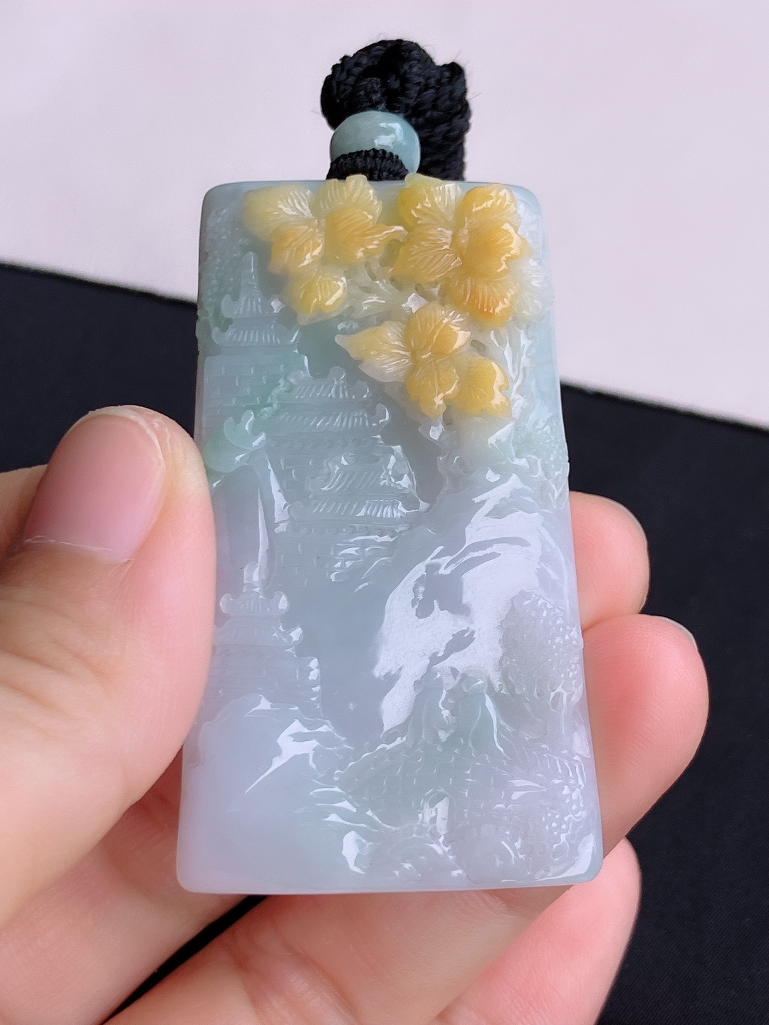双彩山水牌，意境美，尺寸56.8/32.6/11/自然光实拍