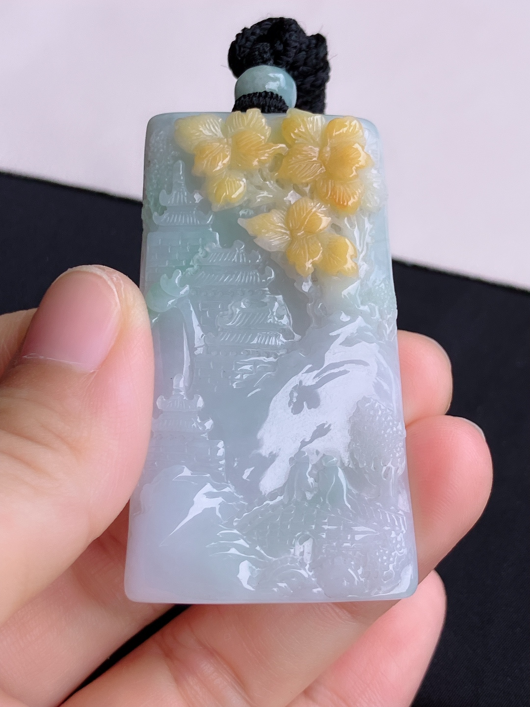 双彩山水牌，意境美，尺寸56.8/32.6/11/自然光实拍