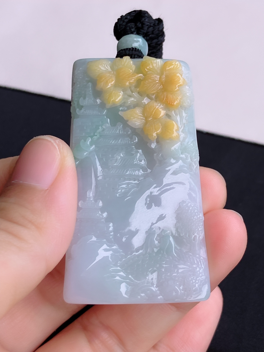 双彩山水牌，意境美，尺寸56.8/32.6/11/自然光实拍