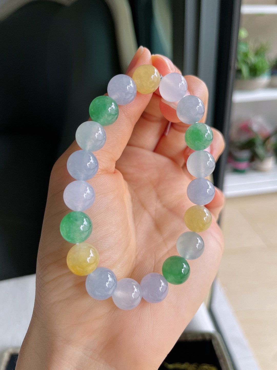 ️，缅甸天然翡翠A货，冰多宝马卡龙手串，尺寸：10mm。【编4442】