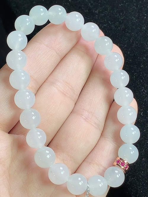 冰种玉珠手串，尺寸8.0mm，Q26xtg