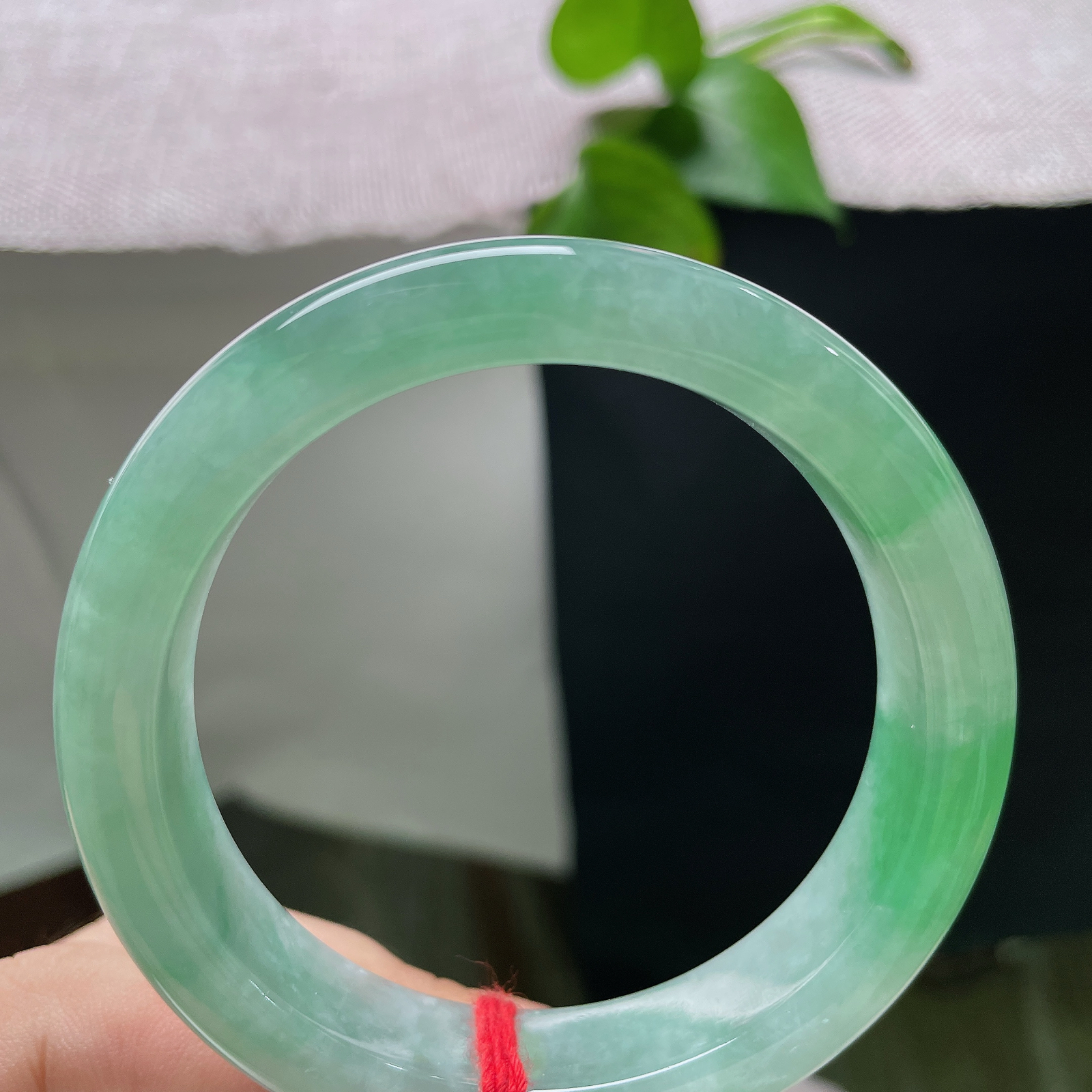 54.2/11.9/8.8，飘绿正圈，晶体感，通体匀润，飘翠萦绕，种水清亮，光泽柔和内敛，绿色淡雅不张扬，属于百搭耐看的通勤款式。ss55832a