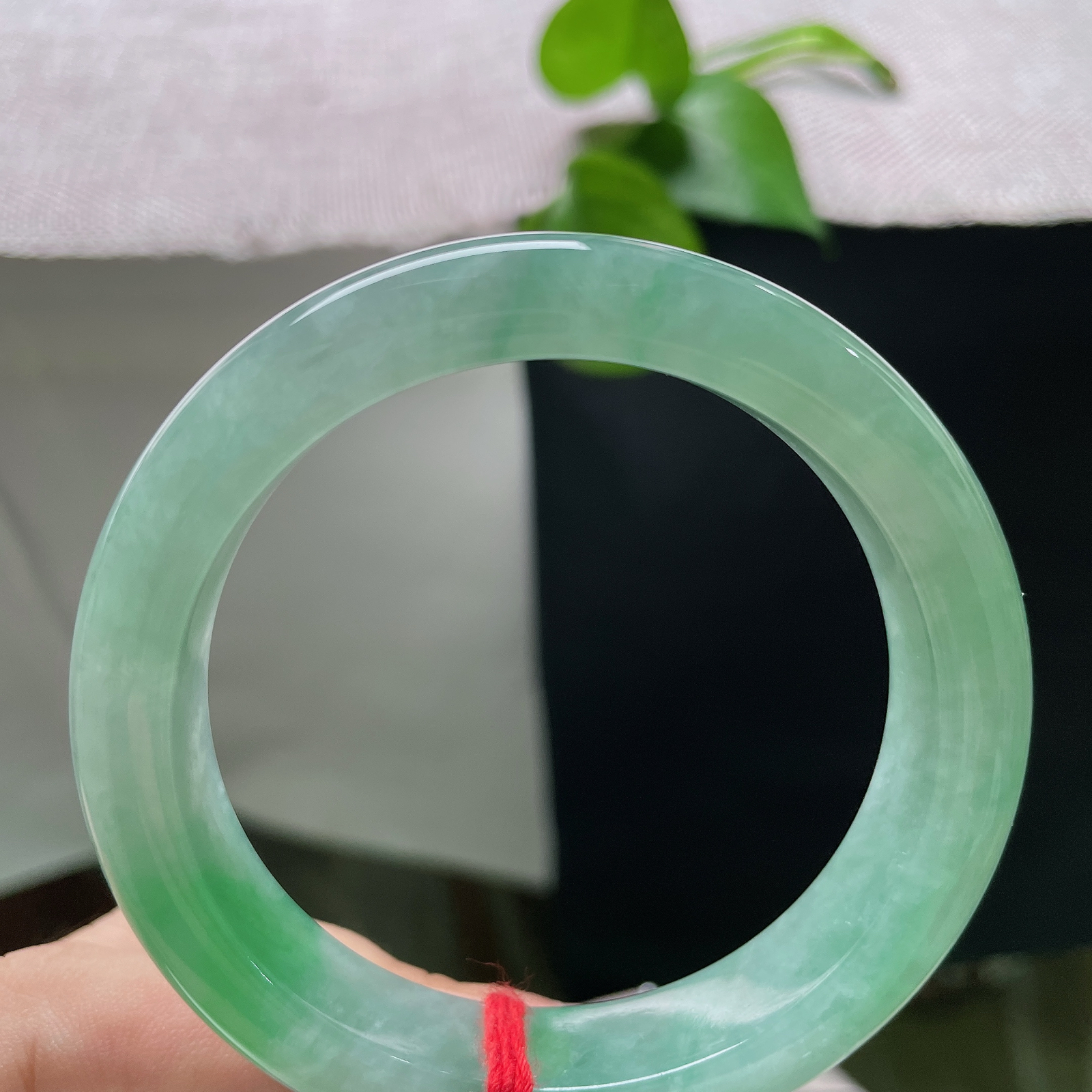 54.2/11.9/8.8，飘绿正圈，晶体感，通体匀润，飘翠萦绕，种水清亮，光泽柔和内敛，绿色淡雅不张扬，属于百搭耐看的通勤款式。ss55832a