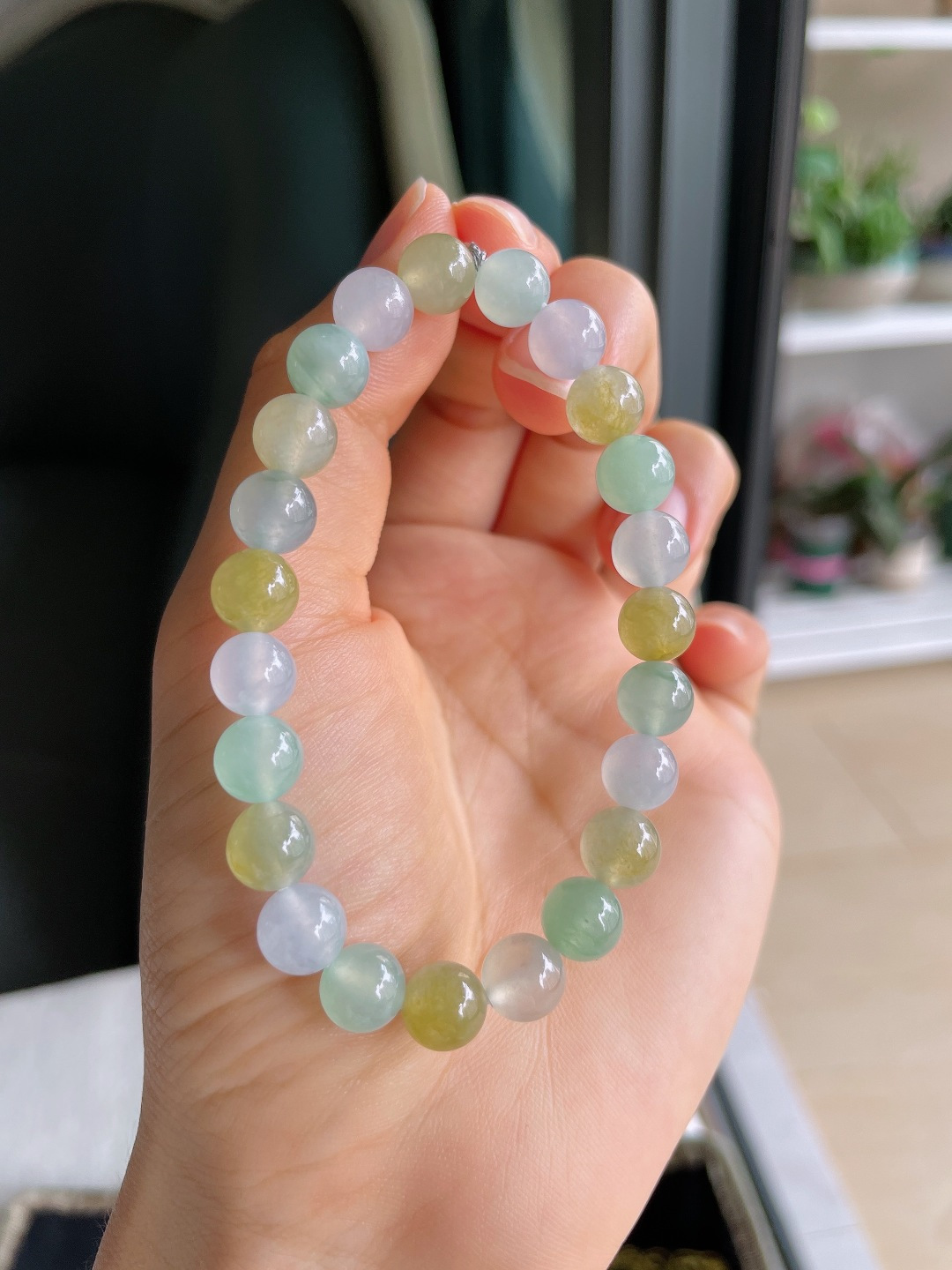 ️，天然翡翠A货，冰多宝手串，尺寸：8mm。【编3885】