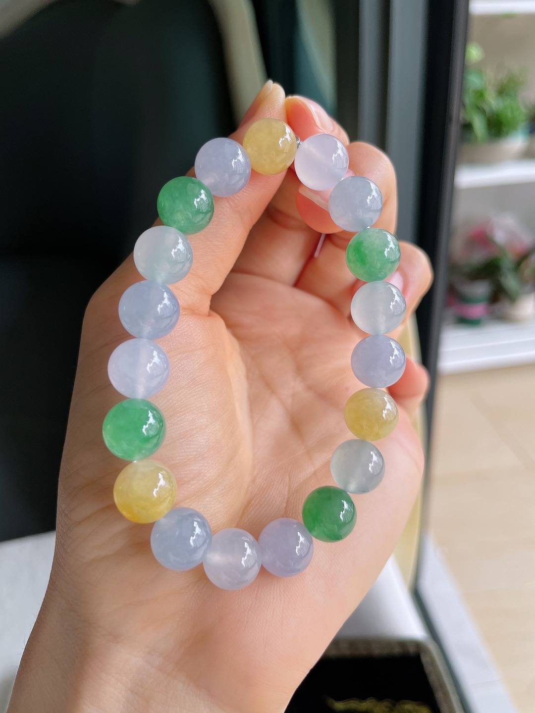 ️，缅甸天然翡翠A货，冰多宝马卡龙手串，尺寸：10mm。【编4442】