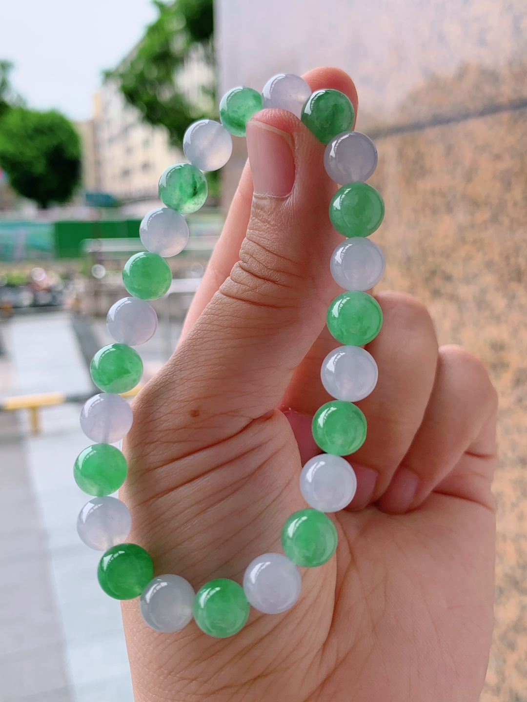 双色翡翠珠串，冷暖交织，清新灵动，巧思雅致卡8.2