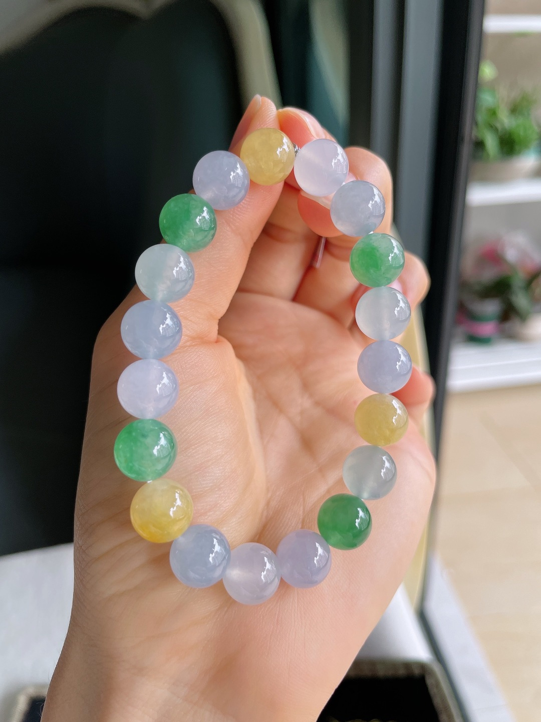 ️，缅甸天然翡翠A货，冰多宝马卡龙手串，尺寸：10mm。【编4442】