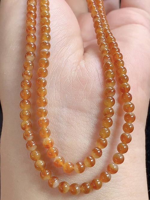 黄翡玉珠项链，尺寸3.5mm，Q25xLa8