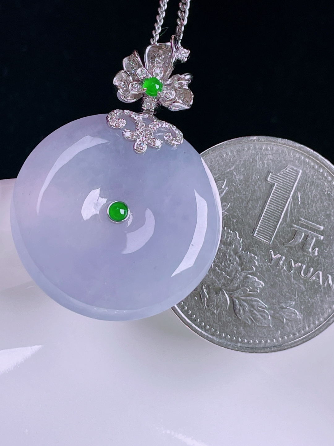 ️平安扣，老种起光，细底通透，尺寸：32/23.3/5.7mm0727