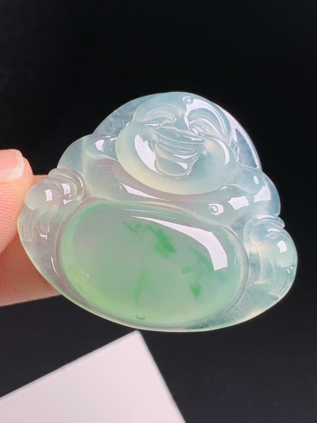 ️ 佛公，玉质细腻起光，底色清爽柔和，版型圆润饱满 裸石32.2-35.7-5.8 01