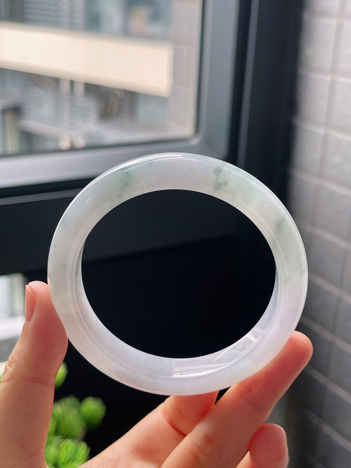 圈口55.8，冰糯种飘花翡翠正圈手镯
