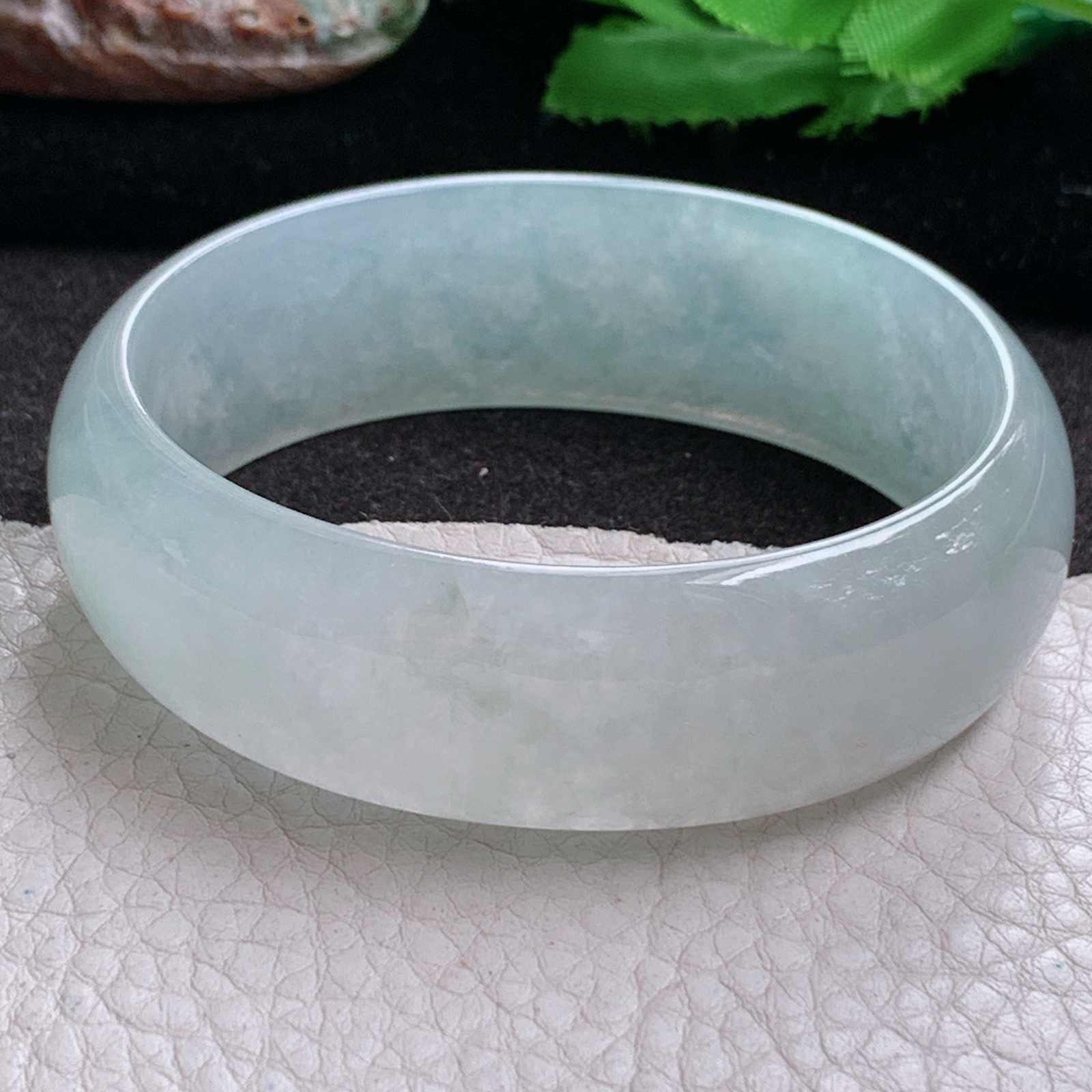 jm实拍57*50*19.3*6.5轮胎贵妃镯 缅甸翡翠a货冰晴纯美宽边蛋形玉手环