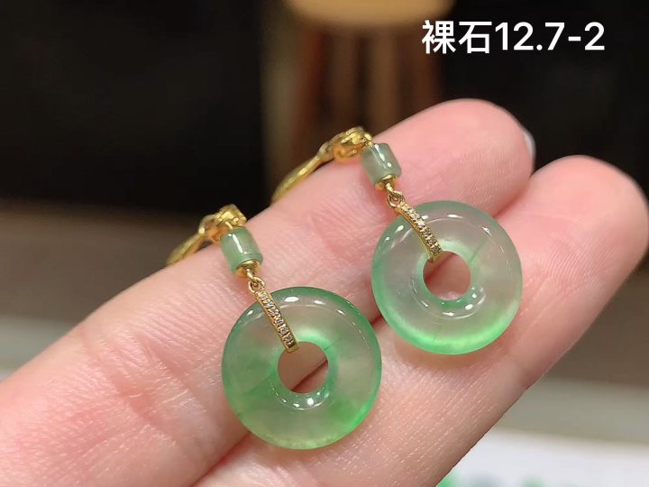 18K 冰晴耳坠 无裂 尺寸，12.7-2