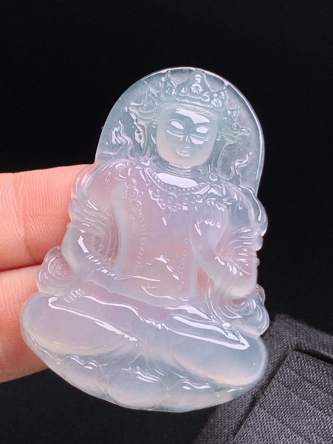️ 冰种度母观音，玉质细腻起胶，翠色鲜活灵动，简约清新雅致 裸石54.8-39-5.2 49