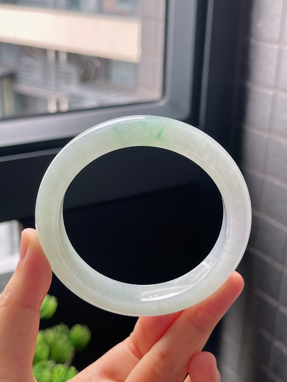 圈口58.8，冰糯种飘花翡翠正圈手镯