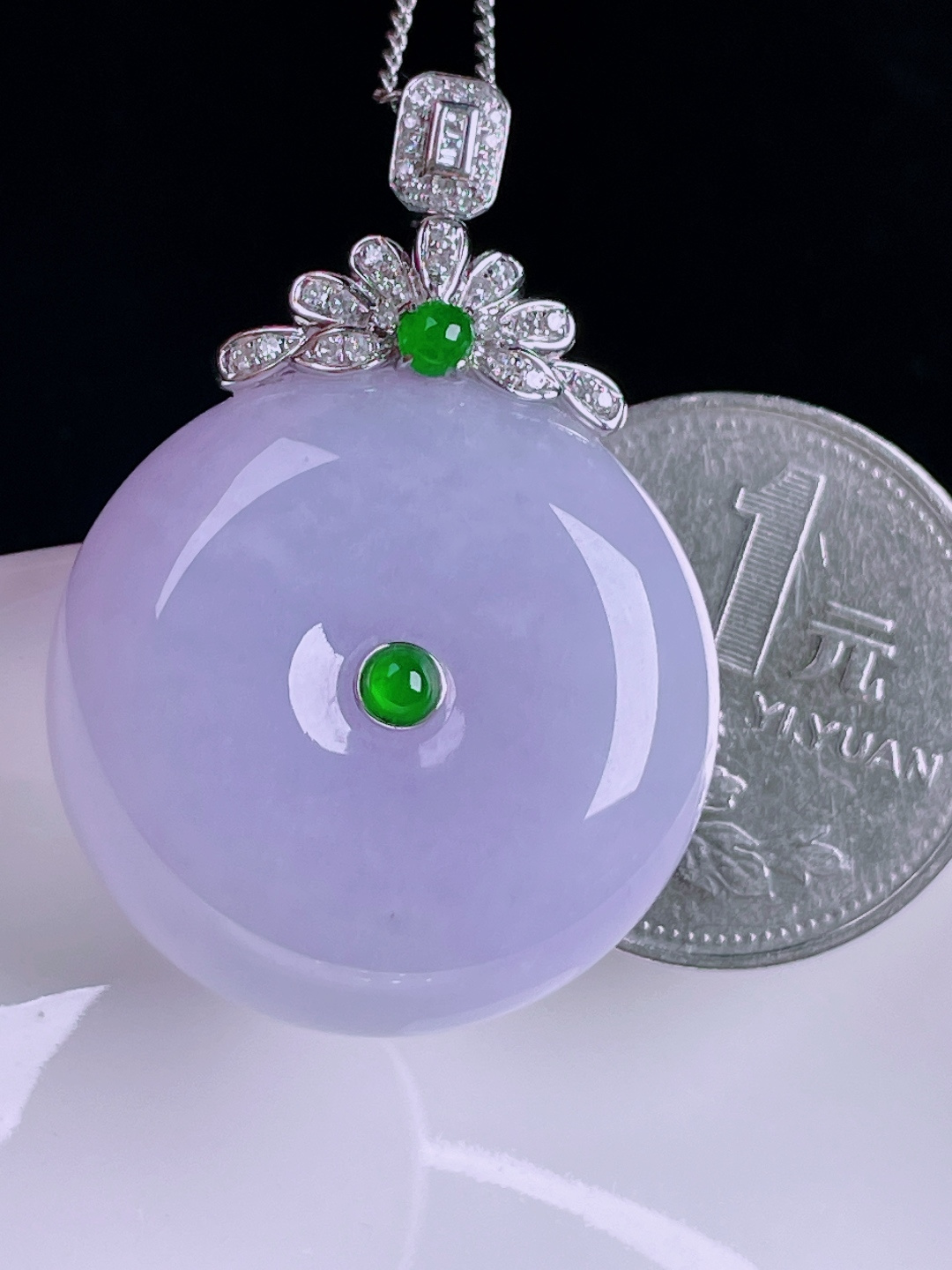 ️平安扣，老种起光，细底通透，尺寸：39/27.5/12mm0727
