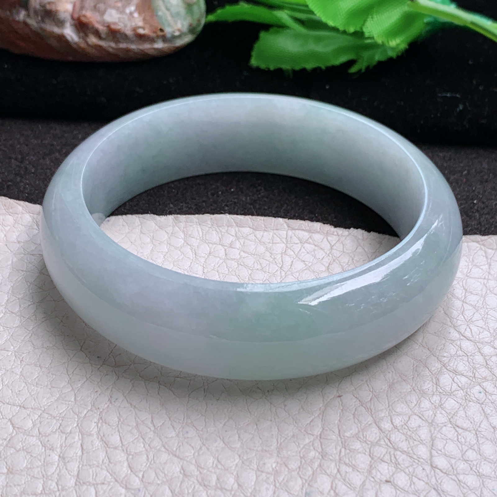 jc实拍58.5*17.5*8.5轮胎镯 缅甸翡翠a货玉手镯清新淡紫底宽边玉手环
